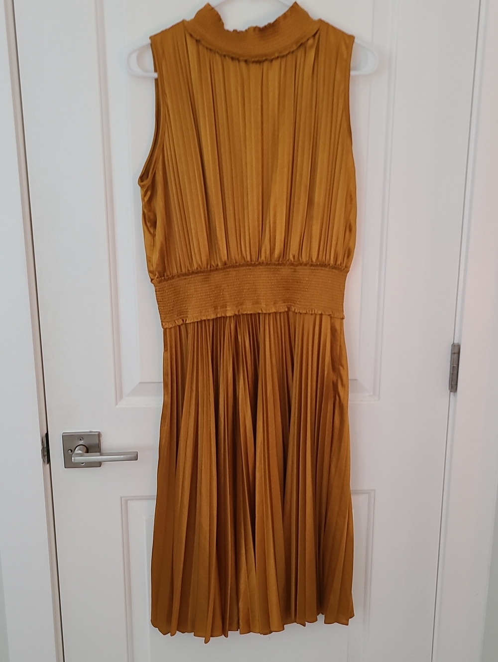 Nanette Lepore Mustard Yellow Pleated Sleeveless Dress